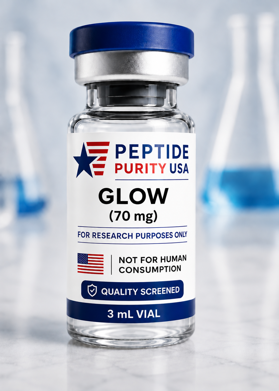 Glow 70mg research vial